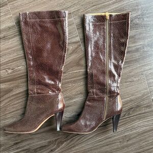 DKNY Brown Knee-High Leather Boots